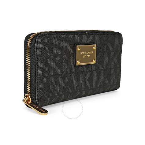 michael michael kors signature zip-around wallet|Michael Kors black zipper wallet.